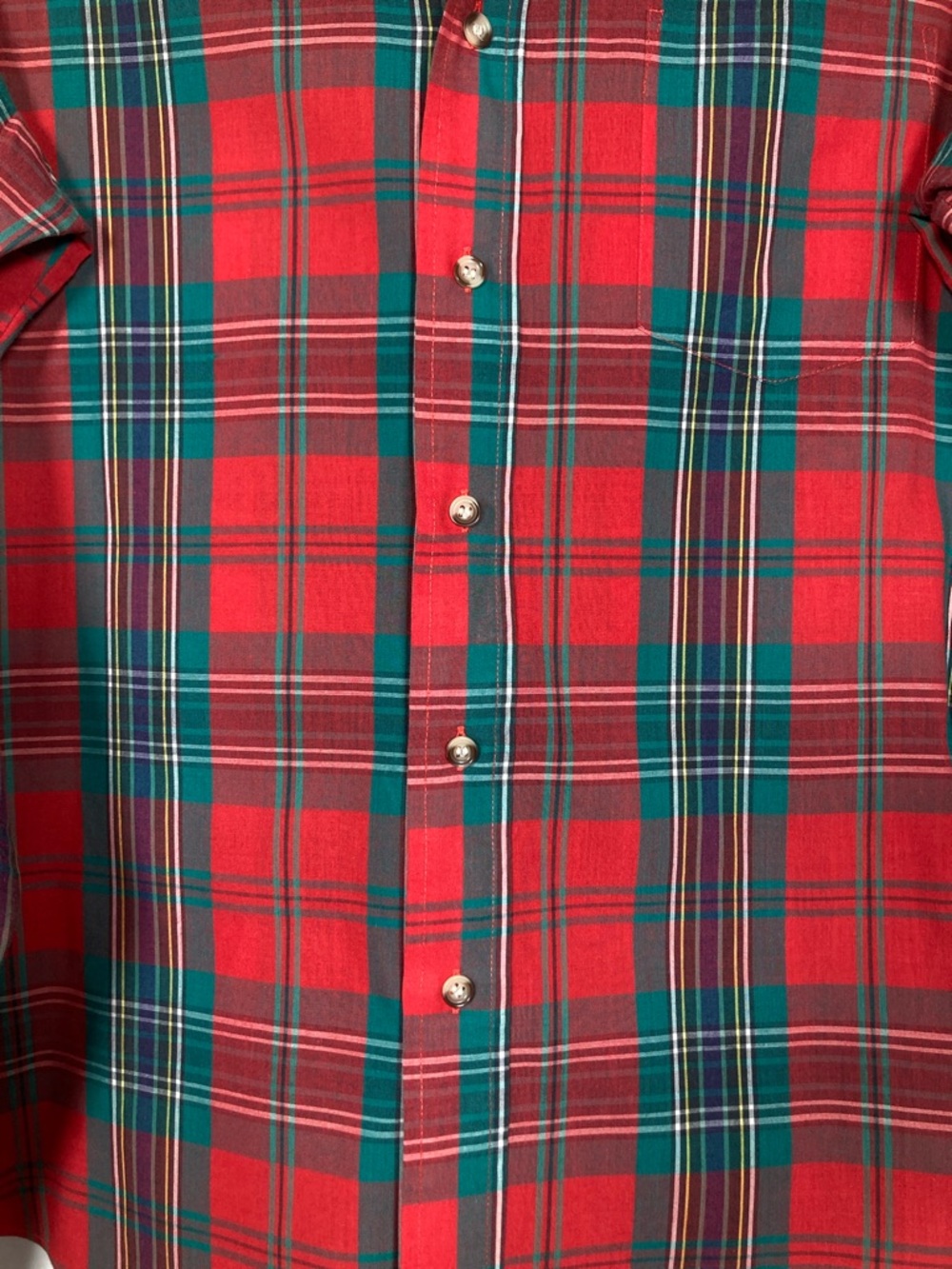 Vintage Lee 80s Red & Green Tartan Plaid Button Down Shirt L Preppy Academia - Picture 3 of 9